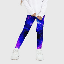 Леггинсы для девочки Неоновый космос со звездами, цвет: 3D-принт — фото 2