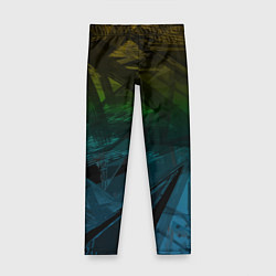 Леггинсы для девочки Черный абстрактный узор на сине-зеленом фоне, цвет: 3D-принт