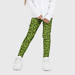 Леггинсы для девочки Милитари листья в полоску, цвет: 3D-принт — фото 2