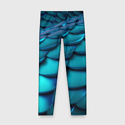 Леггинсы для девочки Чешуя бирюзовая металлик, цвет: 3D-принт