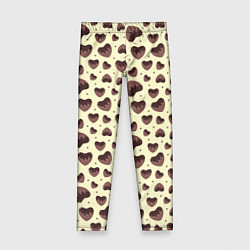 Детские легинсы Узор из шоколадных сердец на желтом фоне