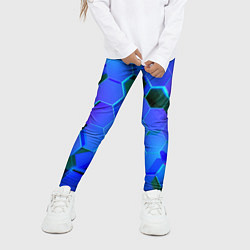 Леггинсы для девочки Неоновые соты - модный паттерн, цвет: 3D-принт — фото 2