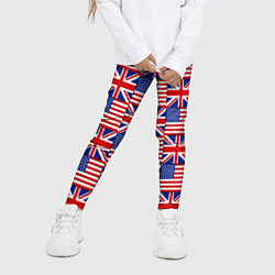 Леггинсы для девочки Флаги США и Англии, цвет: 3D-принт — фото 2