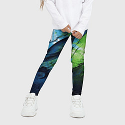 Леггинсы для девочки Green blue abstract, цвет: 3D-принт — фото 2