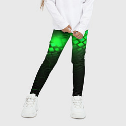 Леггинсы для девочки Неоновые зеленые пластины, цвет: 3D-принт — фото 2
