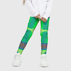 Леггинсы для девочки Дуги на зеленом фоне, цвет: 3D-принт — фото 2