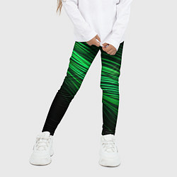 Леггинсы для девочки Green neon lines, цвет: 3D-принт — фото 2