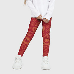 Леггинсы для девочки Dragon red pattern, цвет: 3D-принт — фото 2