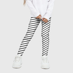 Леггинсы для девочки Черно-белые полосы паттерн, цвет: 3D-принт — фото 2