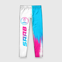 Леггинсы для девочки Saab neon gradient style: по-вертикали, цвет: 3D-принт