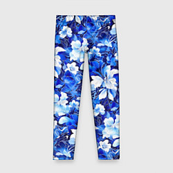 Леггинсы для девочки Голубой цветник, цвет: 3D-принт