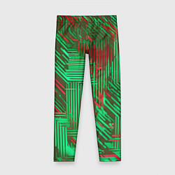 Леггинсы для девочки Киберпанк линии красные и зелёные, цвет: 3D-принт
