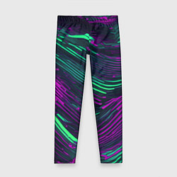 Леггинсы для девочки Волнистые линии зелёные и фиолетовые, цвет: 3D-принт