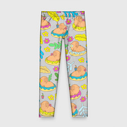 Леггинсы для девочки Семья капибар на отдыхе, цвет: 3D-принт