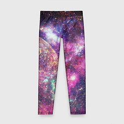 Леггинсы для девочки Пурпурные космические туманности со звездами, цвет: 3D-принт