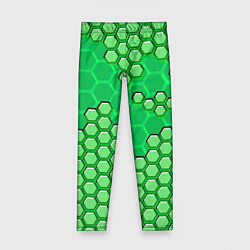 Леггинсы для девочки Зелёная энерго-броня из шестиугольников, цвет: 3D-принт