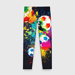 Леггинсы для девочки Разноцветные футбольные мячи, цвет: 3D-принт