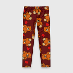 Леггинсы для девочки Игрушечные влюбленные мишки и сердца, цвет: 3D-принт