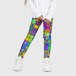 Леггинсы для девочки Узор из разноцветных квадратов, цвет: 3D-принт — фото 2