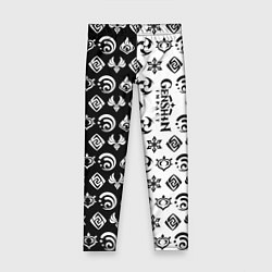 Леггинсы для девочки Genshin Impact - black and white, цвет: 3D-принт