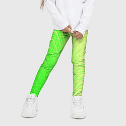 Леггинсы для девочки Зелёные градиентные линии, цвет: 3D-принт — фото 2