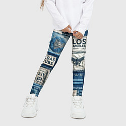 Леггинсы для девочки Лос Анджелес на джинсах-пэчворк, цвет: 3D-принт — фото 2