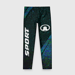 Леггинсы для девочки Great Wall sport glitch blue, цвет: 3D-принт