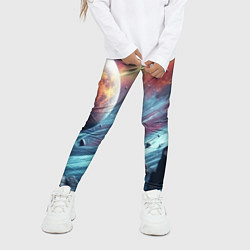 Леггинсы для девочки Объемный космос и планеты, цвет: 3D-принт — фото 2