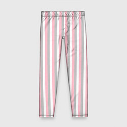 Леггинсы для девочки Полосы бело-розово-серый, цвет: 3D-принт