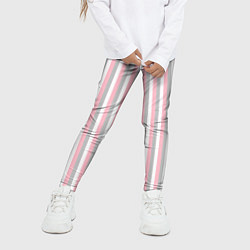 Леггинсы для девочки Полосы бело-розово-серый, цвет: 3D-принт — фото 2