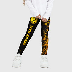 Леггинсы для девочки West Ham - gold gradient по-вертикали, цвет: 3D-принт — фото 2