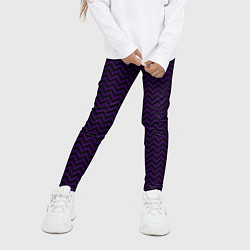 Леггинсы для девочки Чёрно-фиолетовый ломаные полосы, цвет: 3D-принт — фото 2
