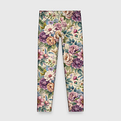 Леггинсы для девочки Нежные цветочные мотивы паттерны, цвет: 3D-принт