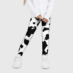 Леггинсы для девочки Черно белый коровий узор, цвет: 3D-принт — фото 2