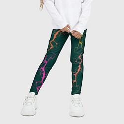 Леггинсы для девочки Молнии на изумрудном, цвет: 3D-принт — фото 2