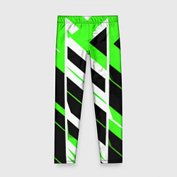 Детские легинсы Black and green stripes on a white background