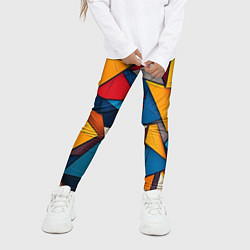 Леггинсы для девочки Разноцветные треугольники, цвет: 3D-принт — фото 2