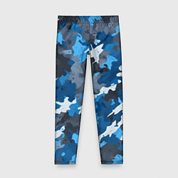 Леггинсы для девочки Синий армейский камуфляж, цвет: 3D-принт