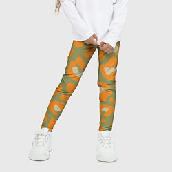 Леггинсы для девочки Рыже-зеленый леопардовый, цвет: 3D-принт — фото 2