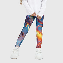Леггинсы для девочки Огнедышащий дракон против осьминога - нейроарт фан, цвет: 3D-принт — фото 2