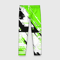 Леггинсы для девочки Diagonal black and green stripes on a white backgr, цвет: 3D-принт