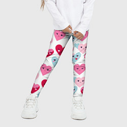 Леггинсы для девочки Сердечки-смайлики, цвет: 3D-принт — фото 2