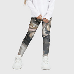 Леггинсы для девочки Бежевый объемный узор, цвет: 3D-принт — фото 2