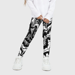 Леггинсы для девочки Закрученные волны - чб абстракция, цвет: 3D-принт — фото 2