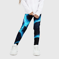 Леггинсы для девочки Голубая потертая текстура с разломом, цвет: 3D-принт — фото 2