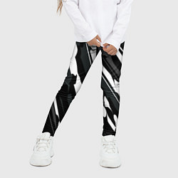 Леггинсы для девочки Разводы белым на черном, цвет: 3D-принт — фото 2