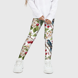 Леггинсы для девочки Ласточка в вишневом саду, цвет: 3D-принт — фото 2