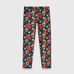 Детские легинсы Черепа и цветы Santa Muerte