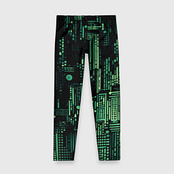 Детские легинсы Чёрно-зелёный абстракция точки полоски