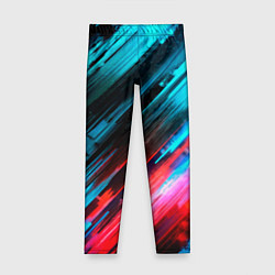 Леггинсы для девочки Синяя и красная краска на черном, цвет: 3D-принт